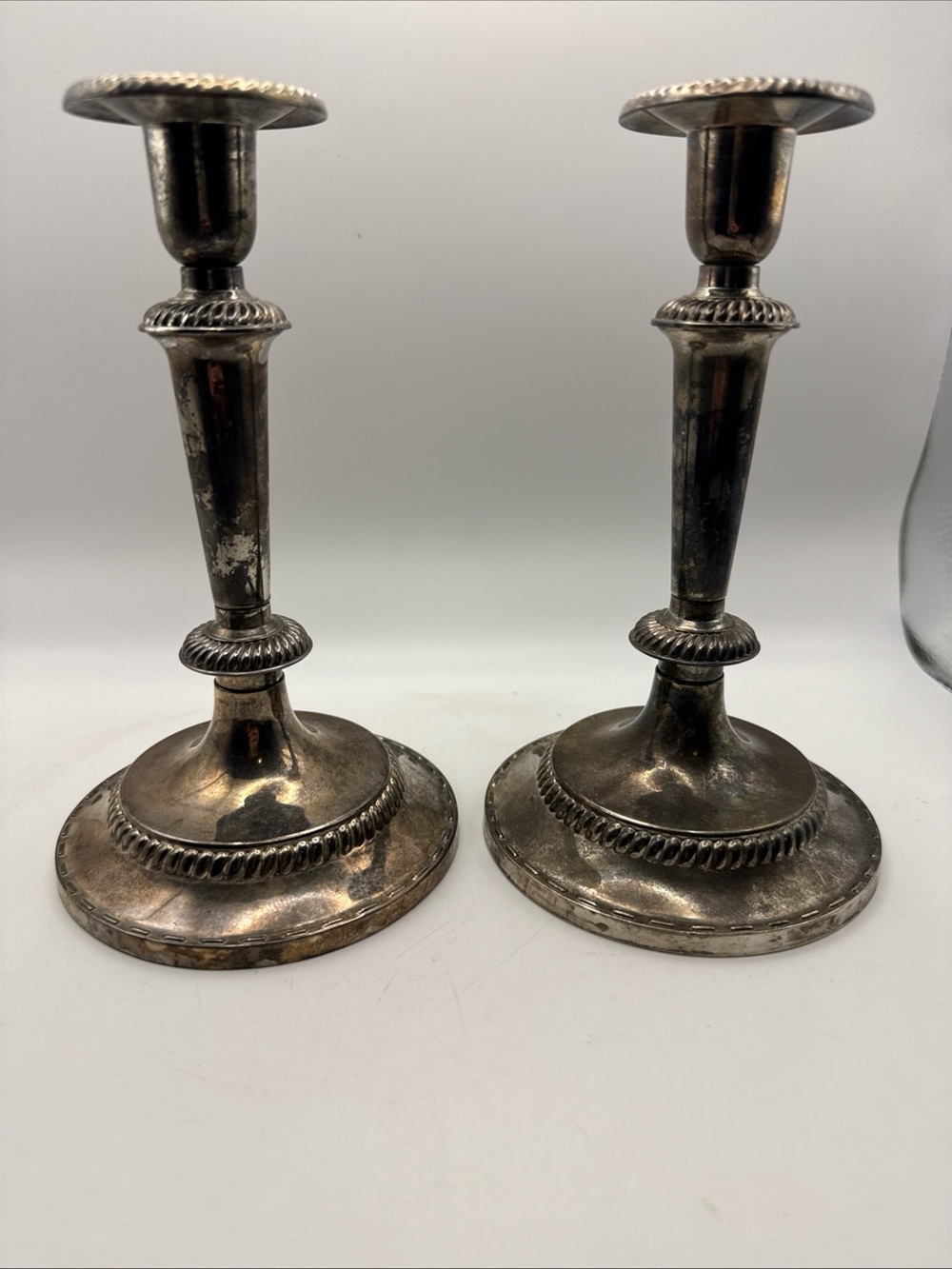 Godinger Silver Art Co Candlesticks Candle Holders Pair Plated Georgian Style